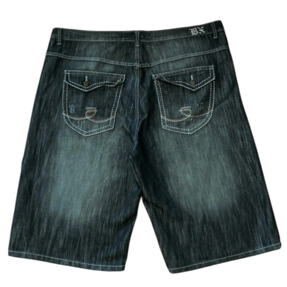 Vintage Brooklyn Express Jean Shorts Mens 42 Denim Baggy Fit Stone Wash y2k (F)